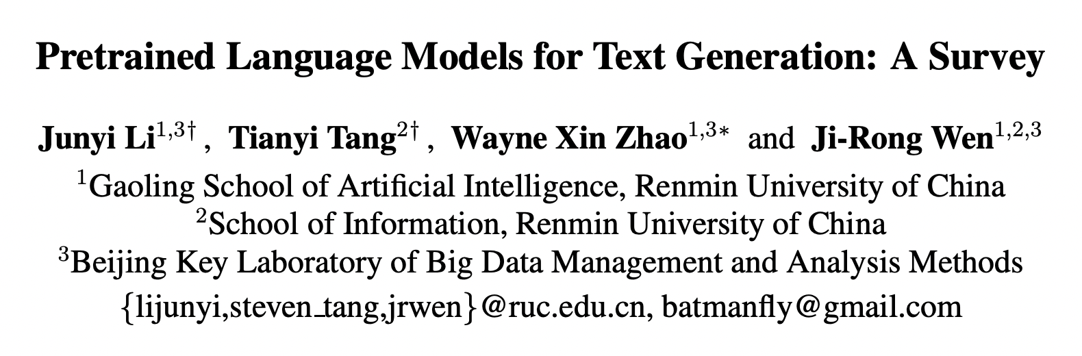 Pretrained Language Models for Text Generation: A Survey （论文翻译）